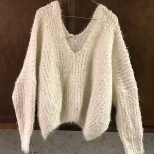 White fuzzy sweater